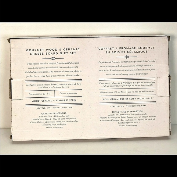 NWT Twine Gourmet Wood & Ceramic Cheese Board Gift Set - Picture 6 of 9